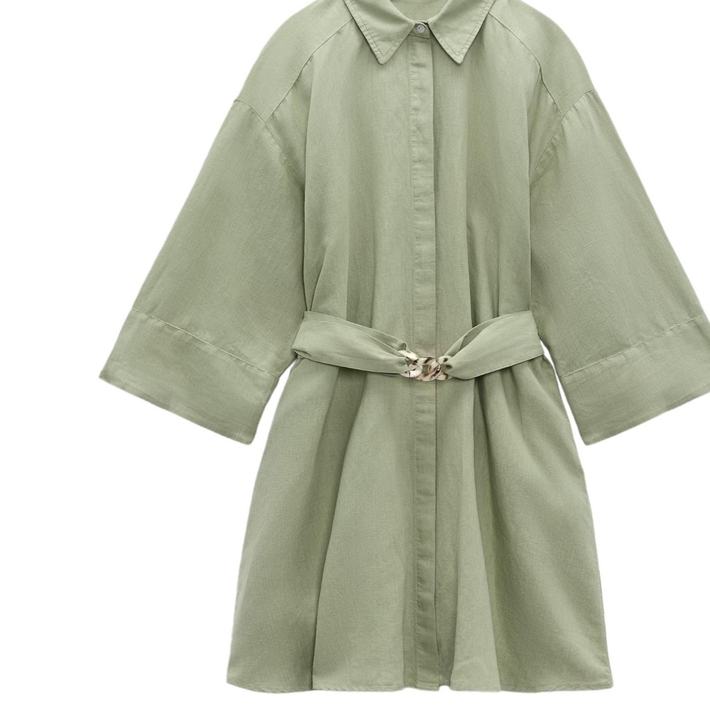 Zara Olive Green Shirt Dress with Belt